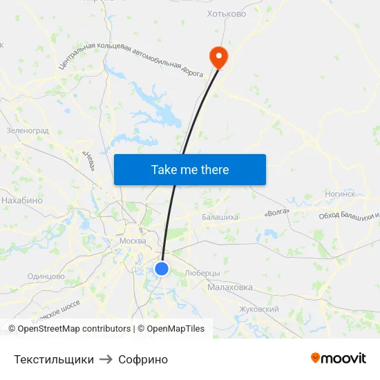 Текстильщики to Софрино map