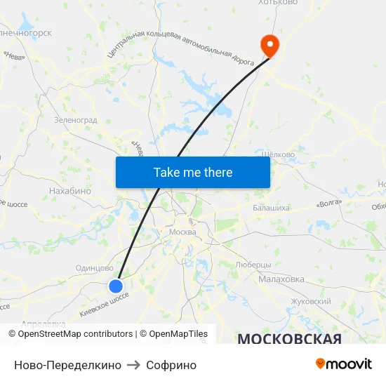 Ново-Переделкино to Софрино map