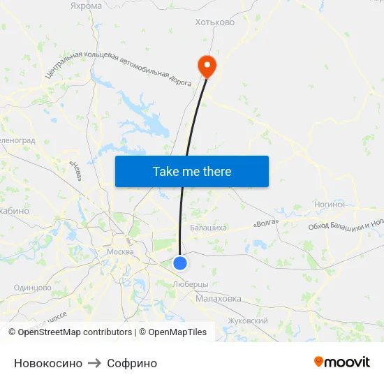 Новокосино to Софрино map