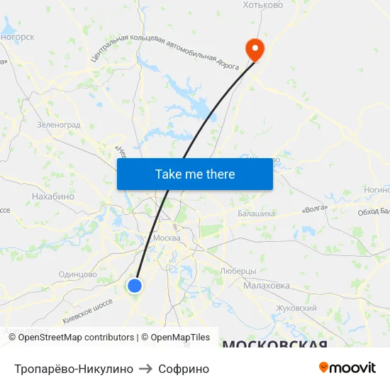 Тропарёво-Никулино to Софрино map