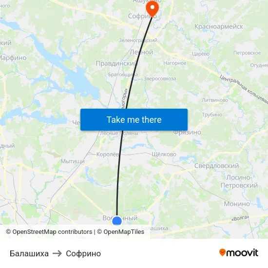 Балашиха to Софрино map