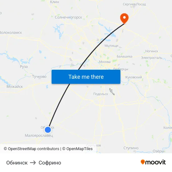 Обнинск to Софрино map