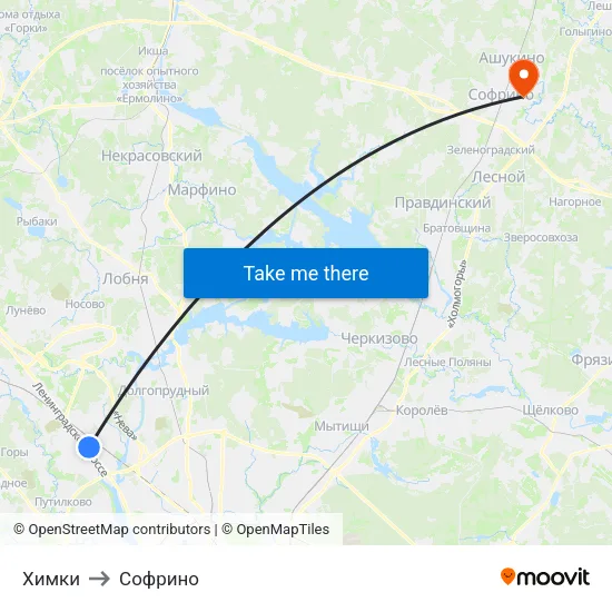 Химки to Софрино map