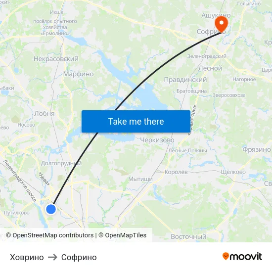 Ховрино to Софрино map