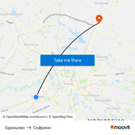 Одинцово to Софрино map