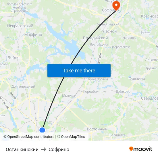 Останкинский to Софрино map