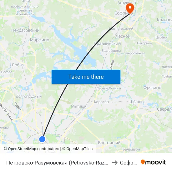 Петровско-Разумовская (Petrovsko-Razumovskaya) to Софрино map