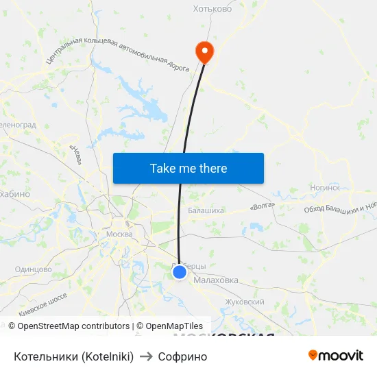 Котельники (Kotelniki) to Софрино map