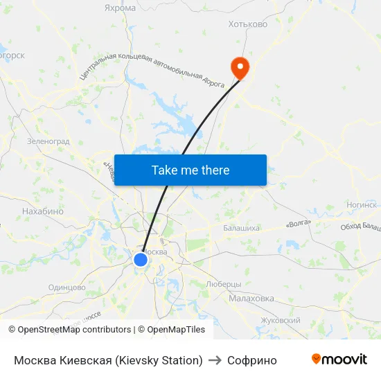 Москва Киевская (Kievsky Station) to Софрино map