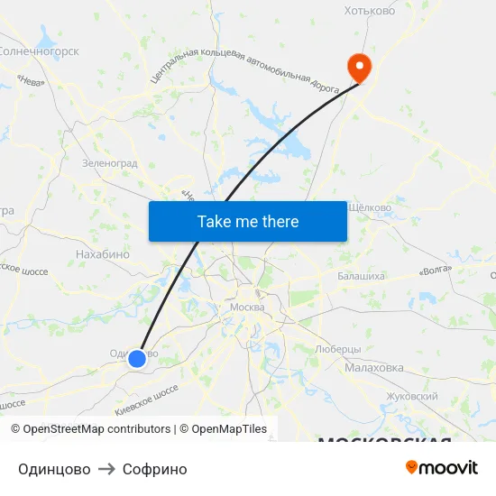 Одинцово to Софрино map