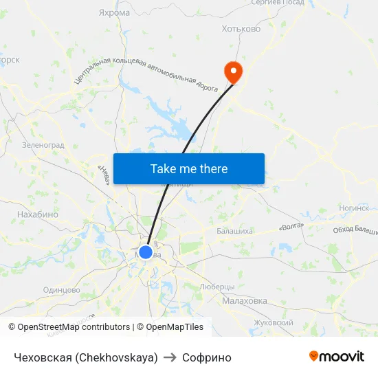 Чеховская (Chekhovskaya) to Софрино map
