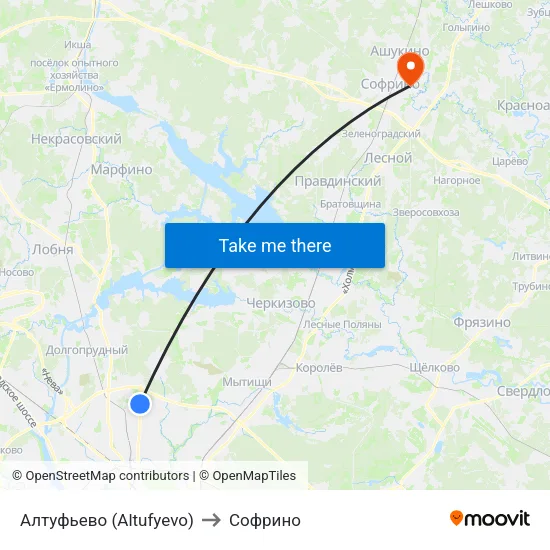 Алтуфьево (Altufyevo) to Софрино map