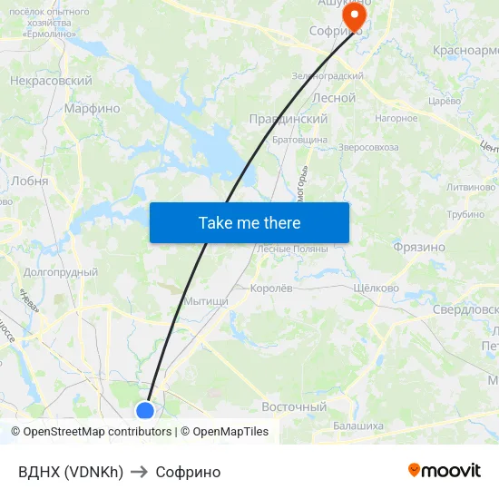 ВДНХ (VDNKh) to Софрино map