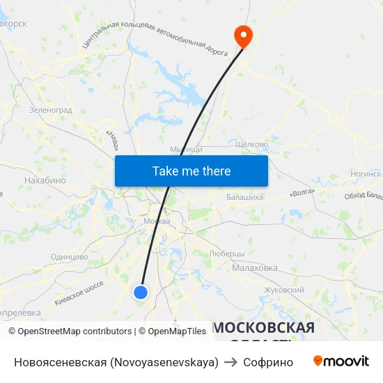 Новоясеневская (Novoyasenevskaya) to Софрино map