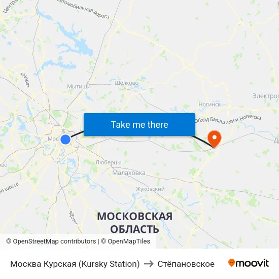 Москва Курская (Kursky Station) to Стёпановское map