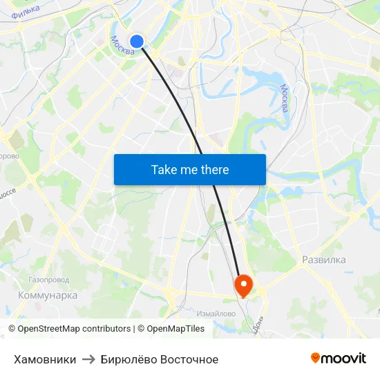 Хамовники to Бирюлёво Восточное map