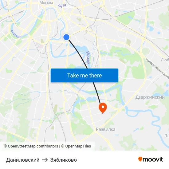 Даниловский to Зябликово map