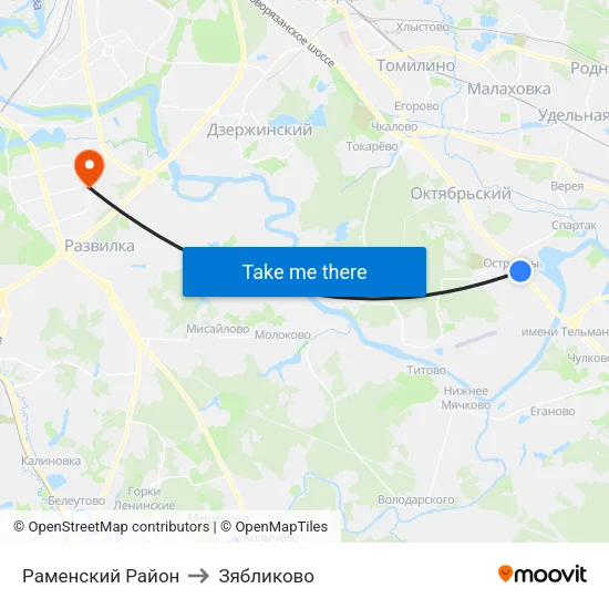 Раменский Район to Зябликово map