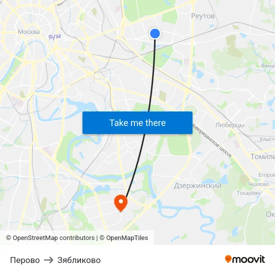 Перово to Зябликово map