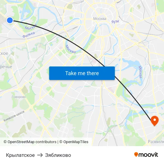 Крылатское to Зябликово map