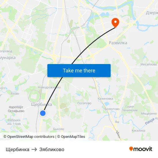 Щербинка to Зябликово map