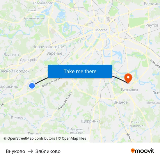 Внуково to Зябликово map