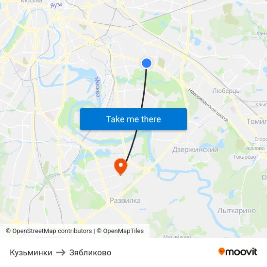 Кузьминки to Зябликово map