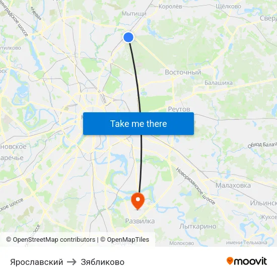 Ярославский to Зябликово map