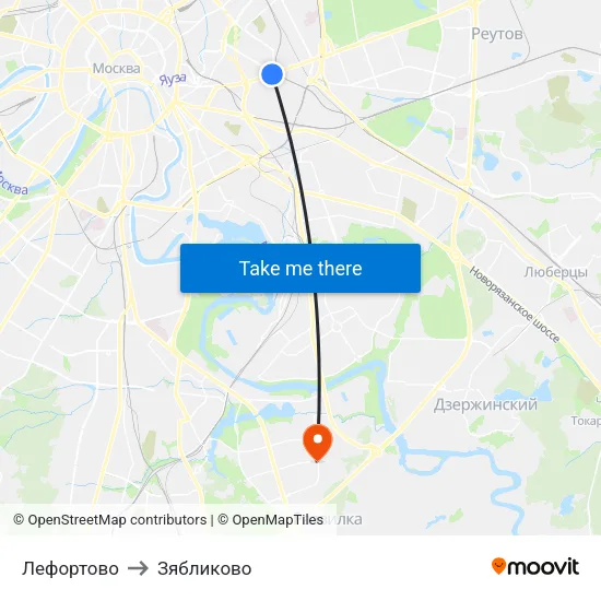Лефортово to Зябликово map