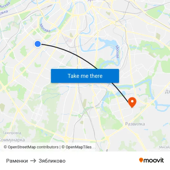Раменки to Зябликово map