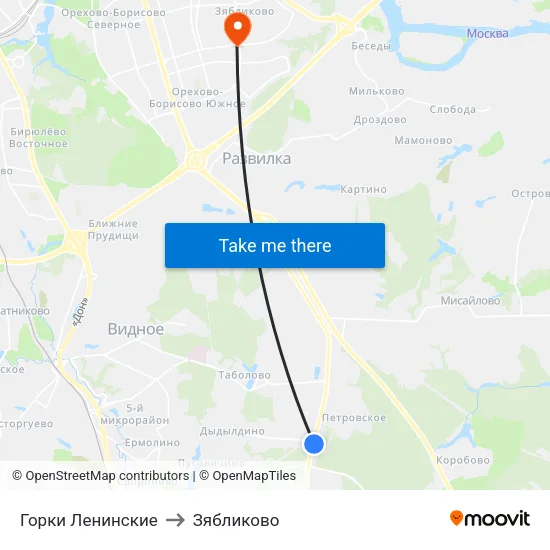 Горки Ленинские to Зябликово map