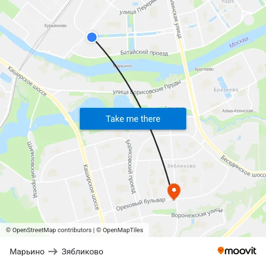 Марьино to Зябликово map
