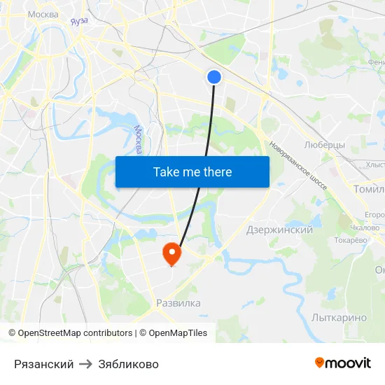 Рязанский to Зябликово map
