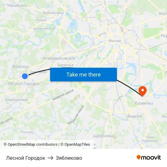 Лесной Городок to Зябликово map
