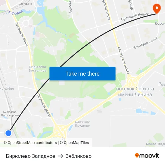 Бирюлёво Западное to Зябликово map
