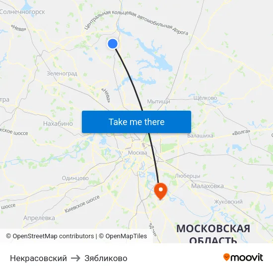 Некрасовский to Зябликово map