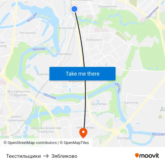 Текстильщики to Зябликово map