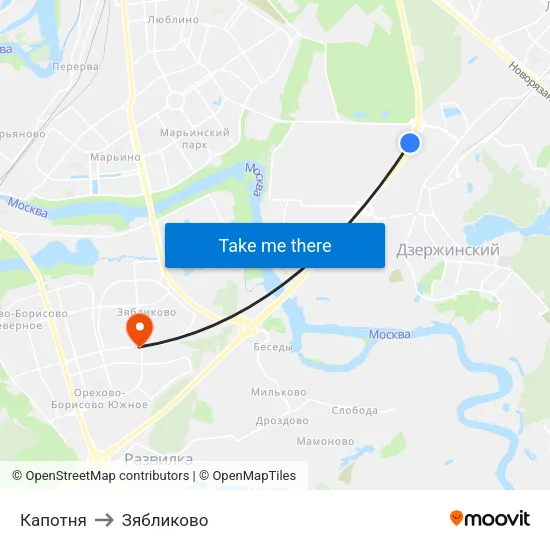 Капотня to Зябликово map