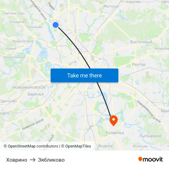 Ховрино to Зябликово map