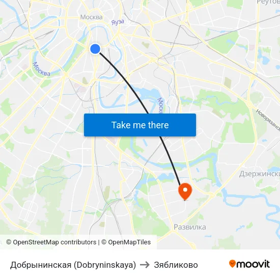 Добрынинская (Dobryninskaya) to Зябликово map