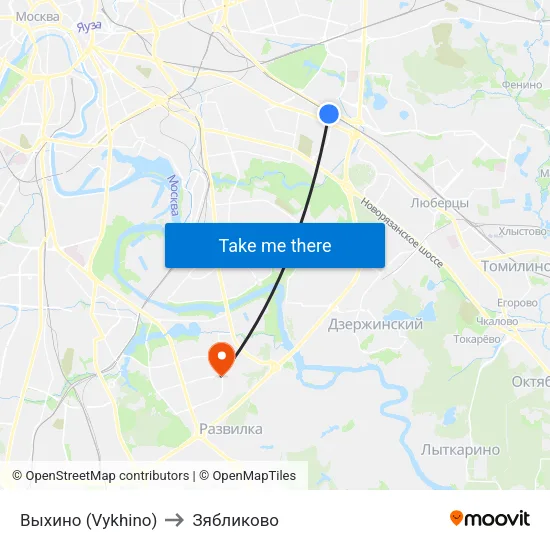 Выхино (Vykhino) to Зябликово map
