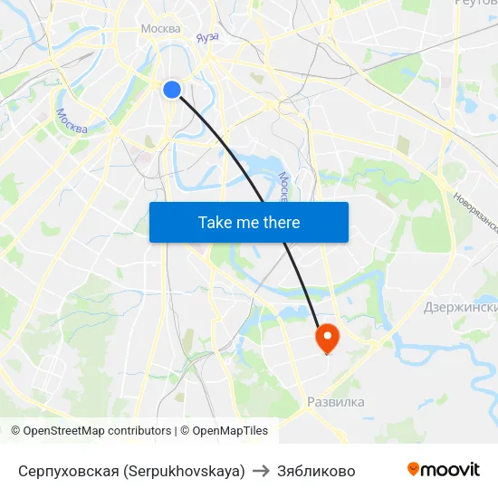 Серпуховская (Serpukhovskaya) to Зябликово map