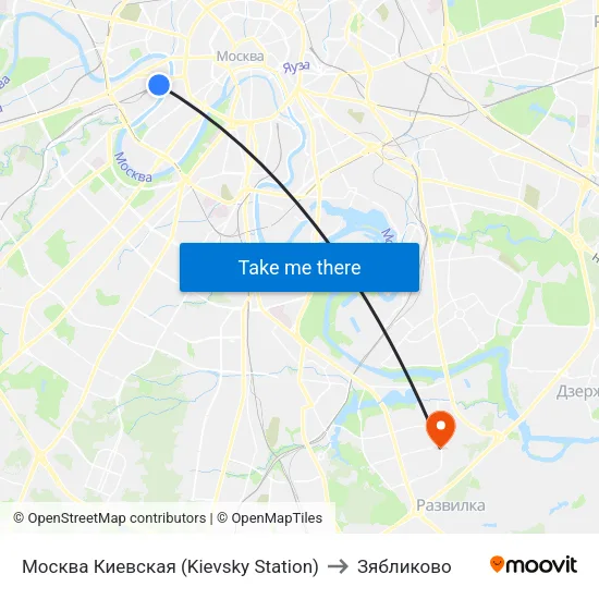 Москва Киевская (Kievsky Station) to Зябликово map