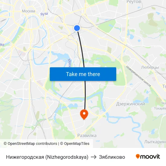 Нижегородская (Nizhegorodskaya) to Зябликово map