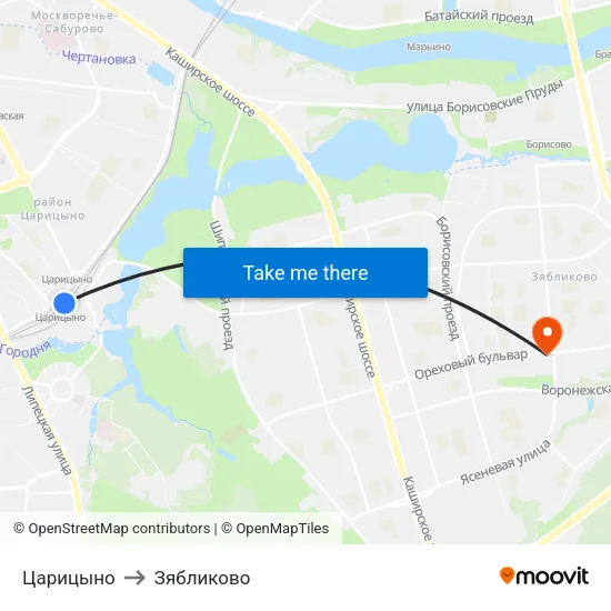 Царицыно to Зябликово map