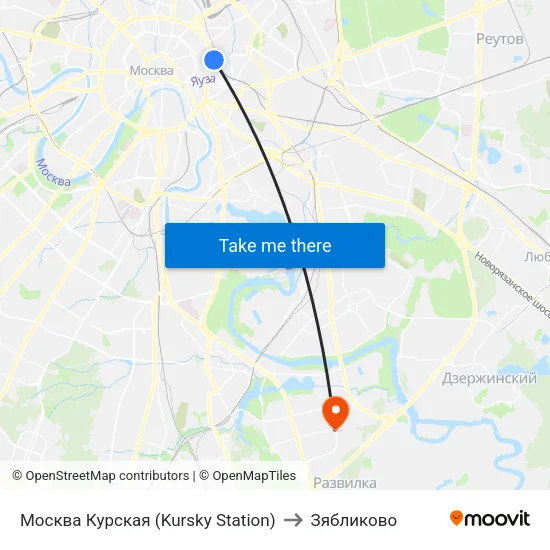 Москва Курская (Kursky Station) to Зябликово map