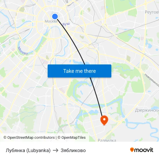 Лубянка (Lubyanka) to Зябликово map