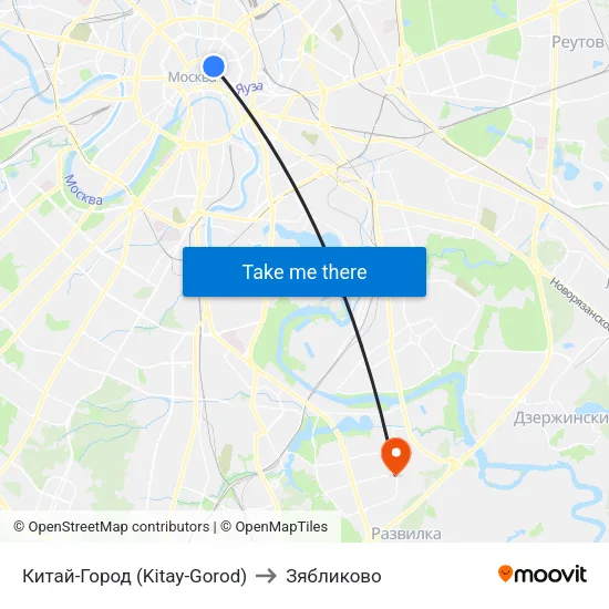 Китай-Город (Kitay-Gorod) to Зябликово map