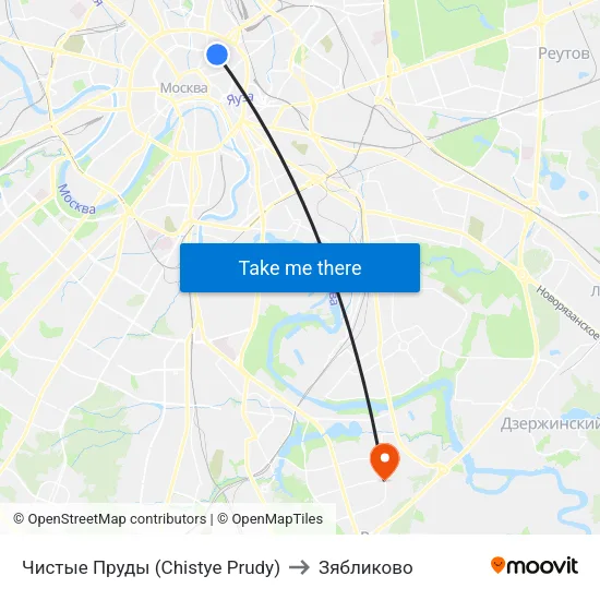 Чистые Пруды (Chistye Prudy) to Зябликово map