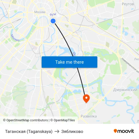 Таганская (Taganskaya) to Зябликово map